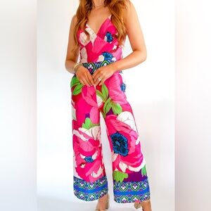 Lavender Brown Floral Pink Jumpsuit